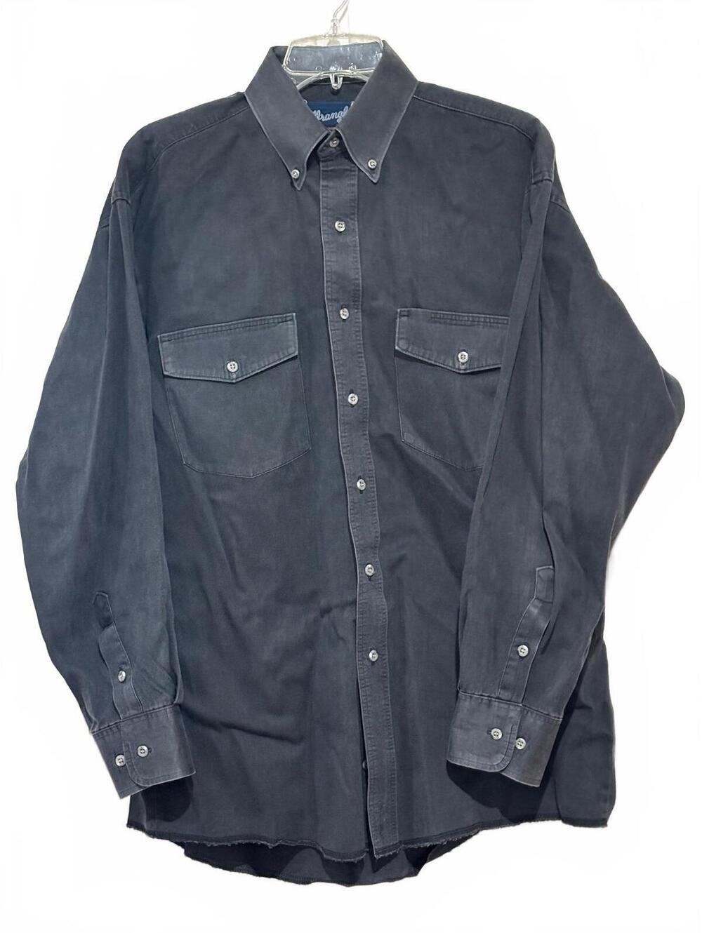 Wrangler Vintage Dark Gray Button-Up Western Shirt with Dual Chest Pockets